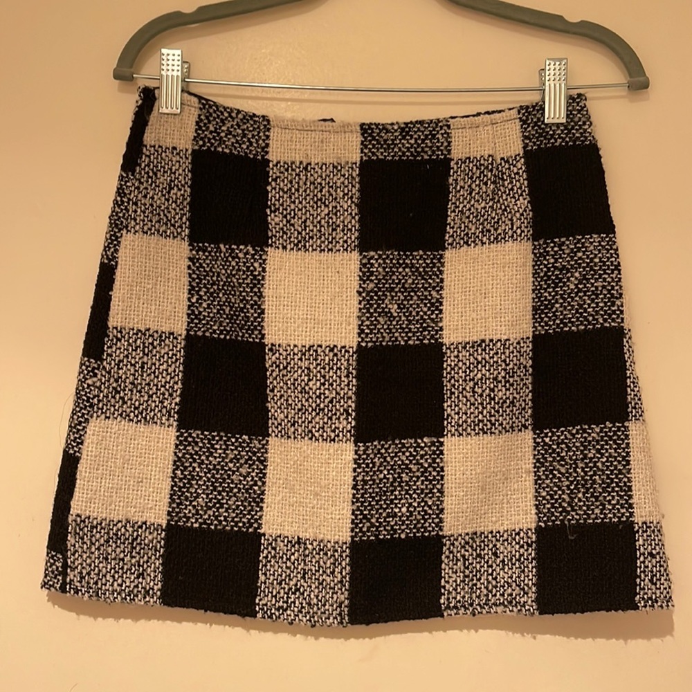 Black and white checkered skirt